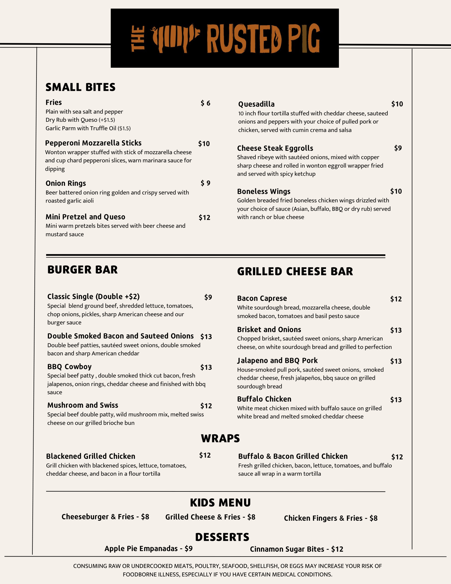 Pig Farm Ridgeway Menu Start Your Order
